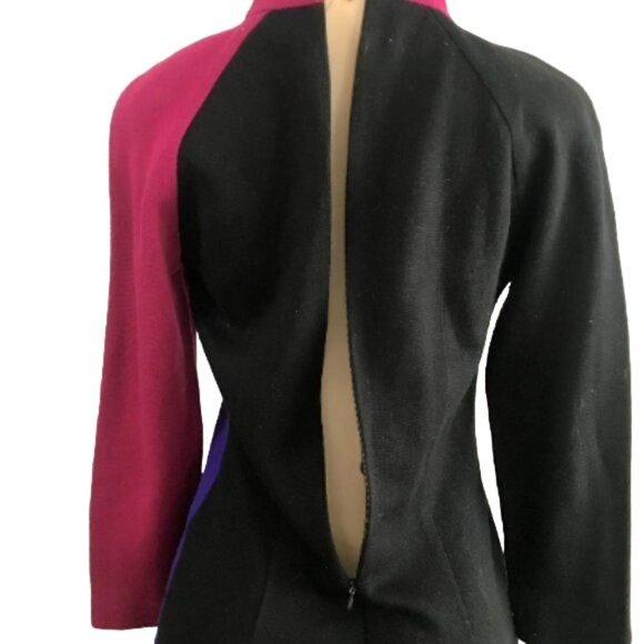 1980s Christine Jaguin Bodycon Dress size M retro 80s 90s fashion color block. - Picture 6 of 10